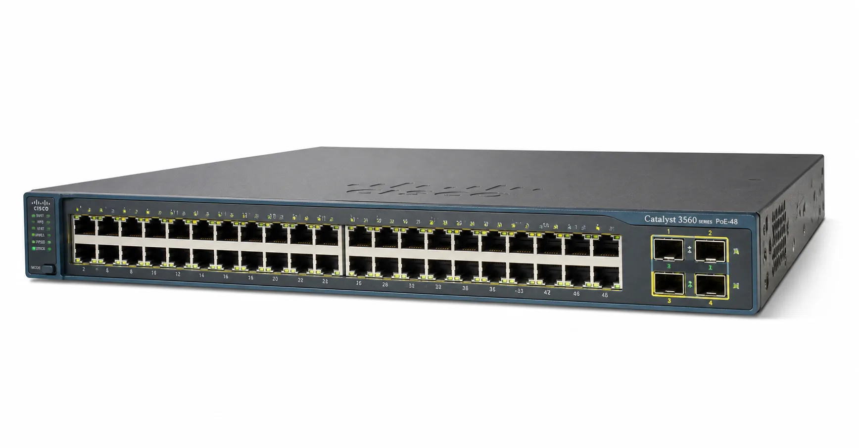 سوئیچ سیسکو مدل WS-C3560-48PS-S | سری 3560 | ۴۸ پورت PoE | ۴ پورت SFP